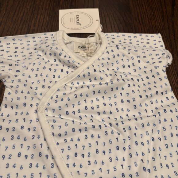 OUEF Infant set: Cream with Blue Infant onesie + Swaddle - Picture 6 of 15